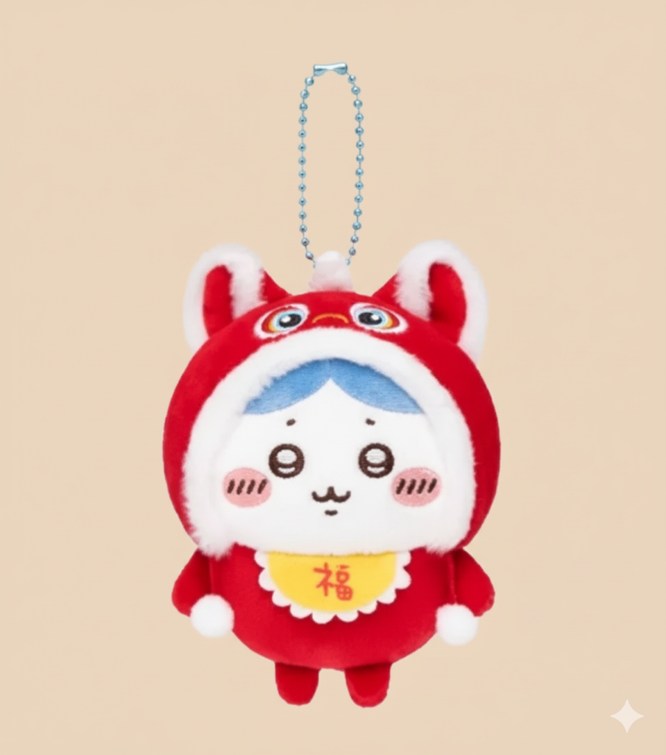 Chiikawa Chinese Exclusive Lion Dance Hachiware Plush Keychain-2